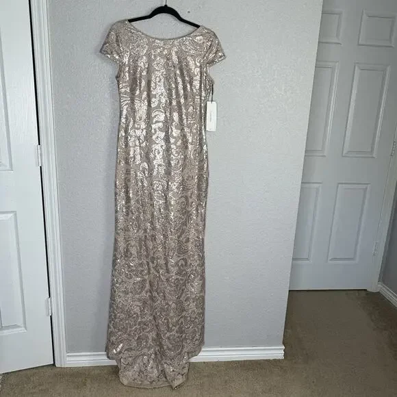 calvin klein sequin cowl back dress Calvin Klein Embellished Cowl-Back Gown